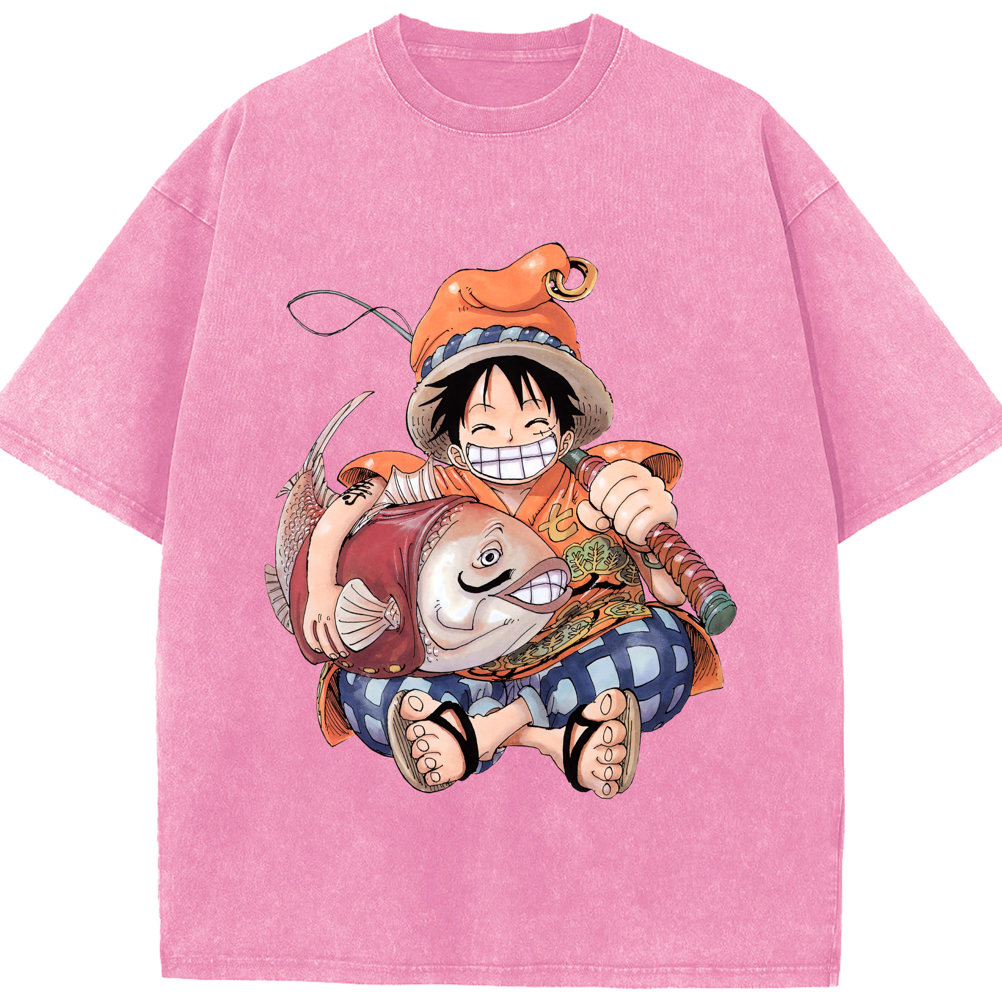ワンピース モンキー・D・ルフィ ONE PIECE Monkey D. Luffy 綿100% ヴィンテージ風 半袖Tシャツ（フロントプリント）